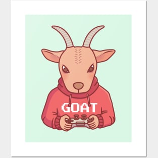 Funny Goat Gamer Playing Video Games Posters and Art